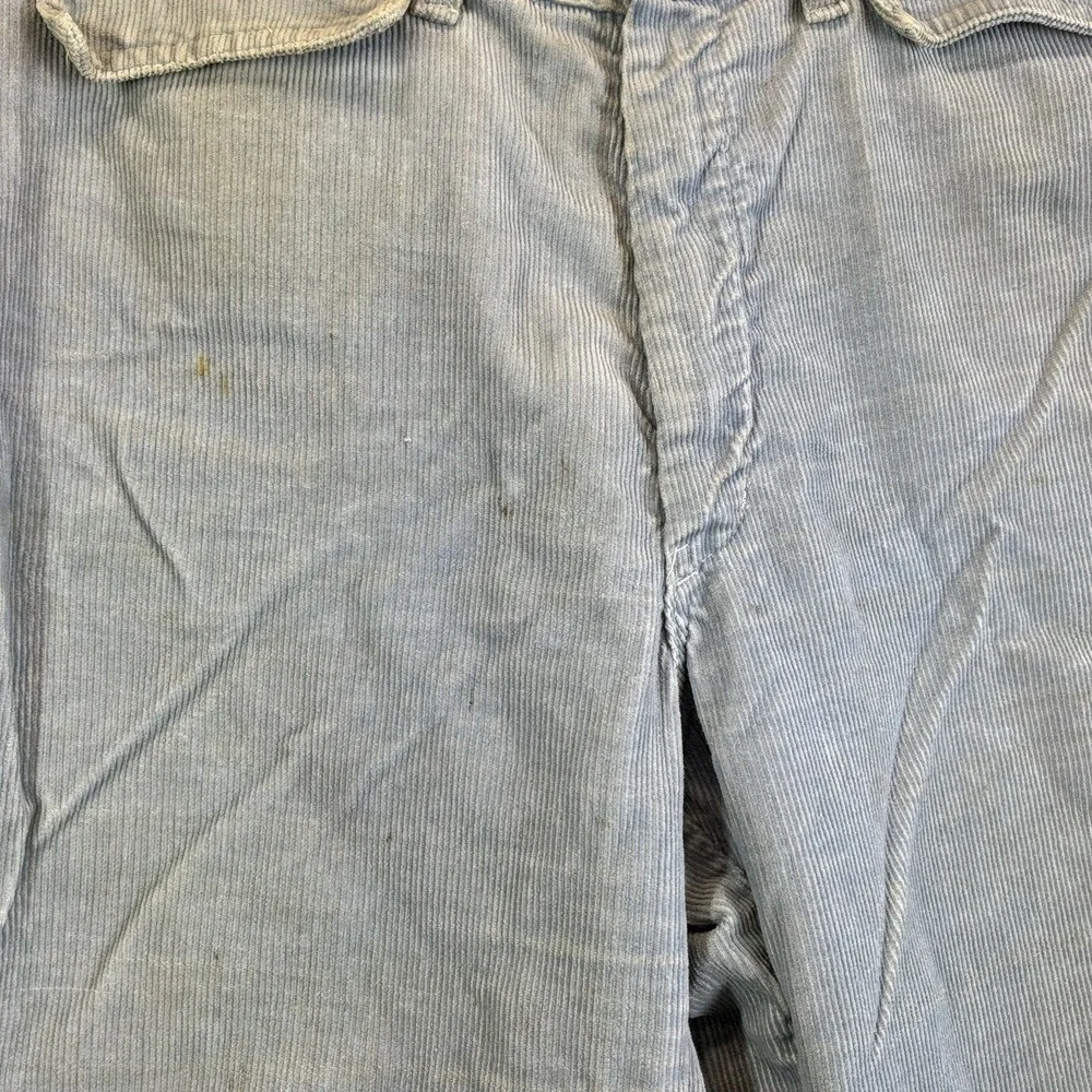 Vintage 70s Flare Leg Corduroy Pants Mens 31 x 32 Light Blue Scovill Zipper READ